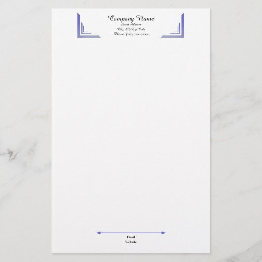 Elegant Periwinkle Corner Professional Stationery 便箋 (正面)