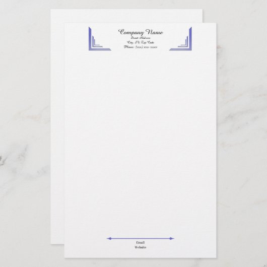Elegant Periwinkle Corner Professional Stationery 便箋 (正面/裏面)
