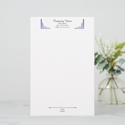 Elegant Periwinkle Corner Professional Stationery 便箋 (スタンド正面)