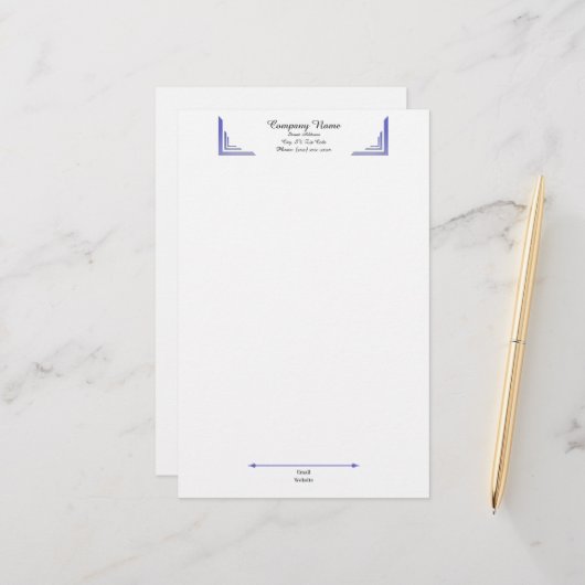 Elegant Periwinkle Corner Professional Stationery 便箋 (正面/裏面インサイチュ)