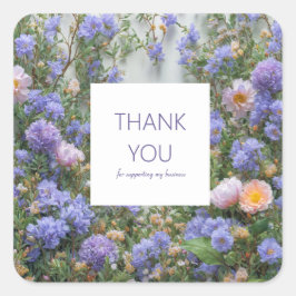 Elegant Periwinkle Pink Peach Wildflower Meadow スクエアシール