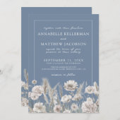 Elegant Periwinkle Wildflower Wedding 招待状 (正面/裏面)