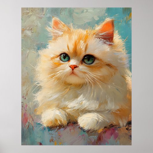 Elegant Persian Kitten – Cute Pastel Digital Portr ポスター (正面)