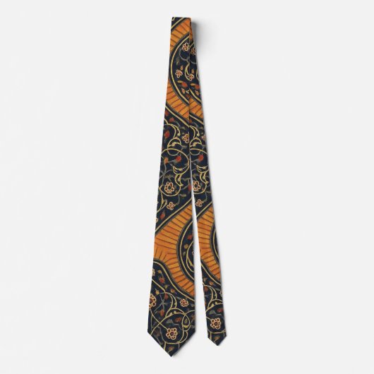 Elegant Persian Pattern Tie – Gold & Black Classic ネクタイ (正面)