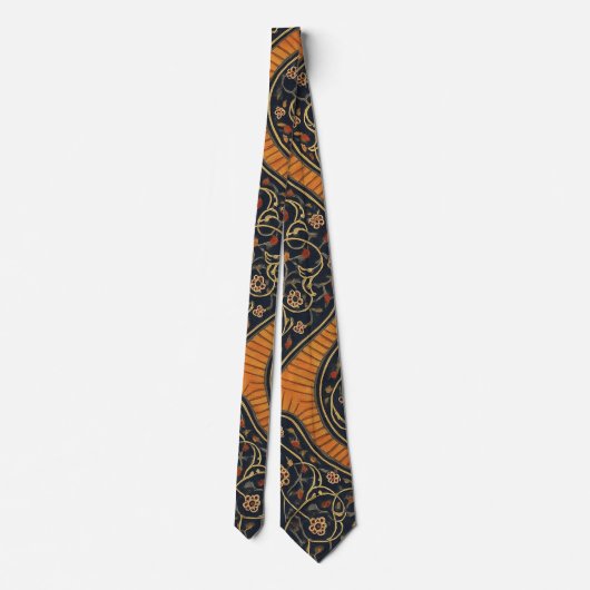 Elegant Persian Pattern Tie – Gold & Black Classic ネクタイ (裏面)