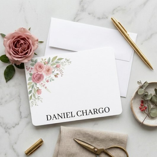 Elegant Personal Stationery Set Custom Name ノートカード