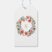 Elegant Personalised Floral Watercolour Monogram ギフトタグ (正面)