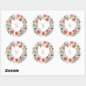 Elegant Personalised Floral Watercolour Monogram   ラウンドシール (シート)