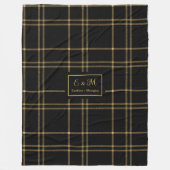 Elegant Personalized Black Gold Tartan Blanket フリースブランケット (正面)