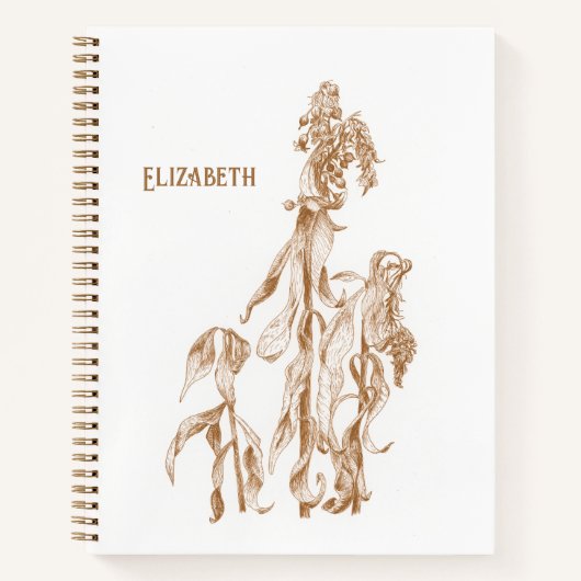 Elegant Personalized Botanical Illustration ノートブック (正面)