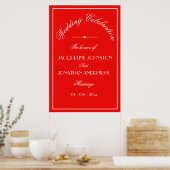 Elegant Personalized Chic Red Wedding Welcome Sign ポスター (キッチン)