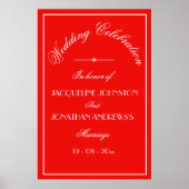 Elegant Personalized Chic Red Wedding Welcome Sign ポスター (正面)