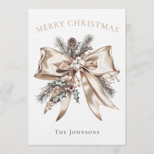 Elegant Personalized Christmas Bow Card  招待状 (正面)