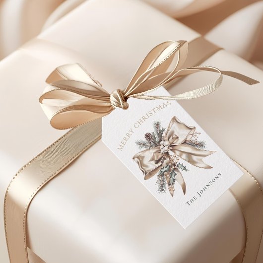 Elegant Personalized Christmas Bow Gift Tag ギフトタグ