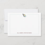 Elegant Personalized Coastal Oyster Watercolor ノートカード (正面)