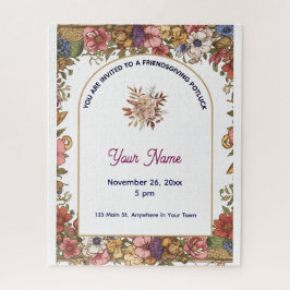 Elegant Personalized Floral Friendsgiving ジグソーパズル