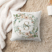 Elegant Personalized Floral Monogram Name クッション (ブランケット)