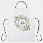 Elegant Personalized Floral Monogram Name Apron エプロン (正面)