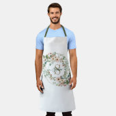 Elegant Personalized Floral Monogram Name Apron エプロン (着用した状態)