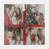Elegant Personalized Four Photo Collage Gift Trend ガラスオーナメント (正面)