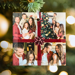 Elegant Personalized Four Photo Collage Gift Trend ガラスオーナメント