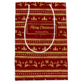 Elegant Personalized Holiday Paper Gift Bag Luxe ミディアムペーパーバッグ (正面)