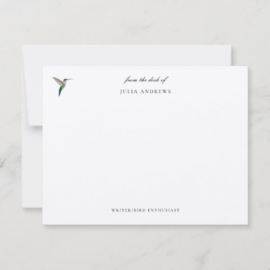 Elegant personalized hummingbird ノートカード (正面)