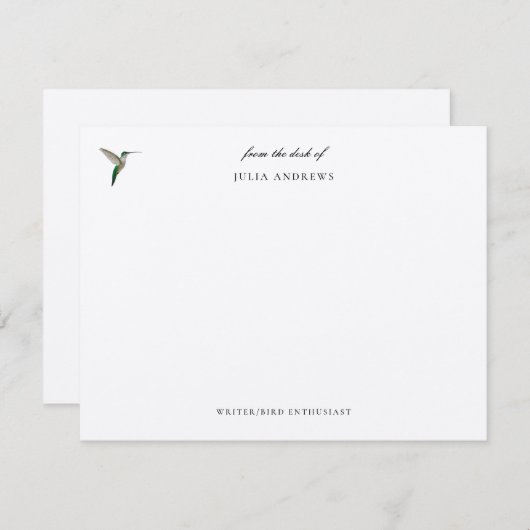 Elegant personalized hummingbird ノートカード (正面/裏面)