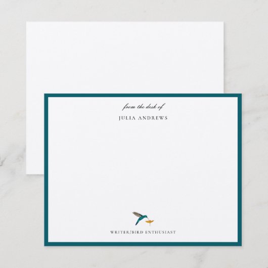 Elegant personalized hummingbird ノートカード (正面/裏面)