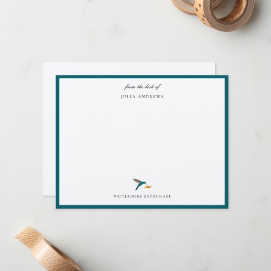 Elegant personalized hummingbird ノートカード (正面/裏面インサイチュ)