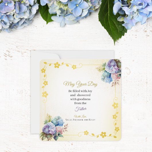 Elegant Personalized Hydrangea Flat Birthday カード