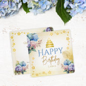 Elegant Personalized Hydrangea Flat Birthday カード
