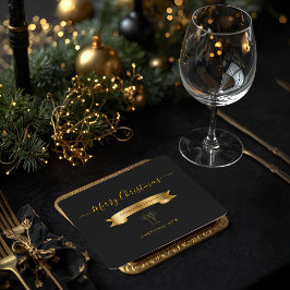 Elegant Personalized Merry Christmas  スクエアペーパーコースター