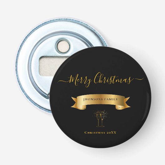 Elegant Personalized Merry Christmas Bottle Opener 栓抜き (正面)