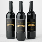 Elegant Personalized Merry Christmas Wine Label ワインラベル (ボトル)