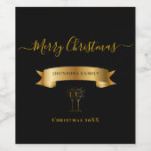 Elegant Personalized Merry Christmas Wine Label ワインラベル (シングルラベル)