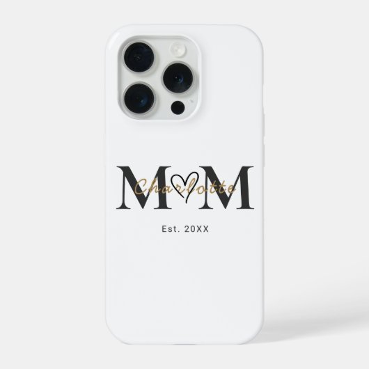 Elegant Personalized Mom Name Est Year Phone Case iPhoneケース (裏面)