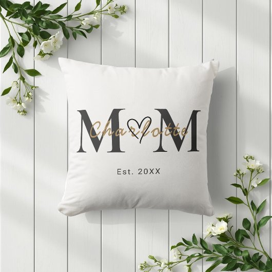 Elegant Personalized Mom Name Est Year Pillow クッション