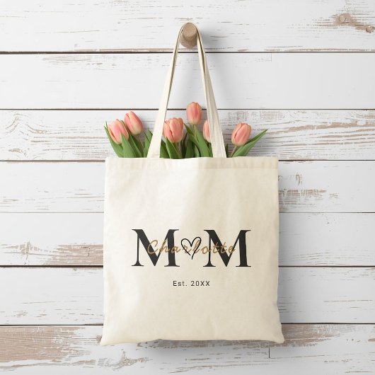 Elegant Personalized Mom Name Est Year Tote Bag トートバッグ