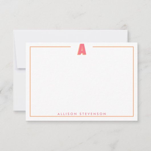 Elegant Personalized Monogram 3D Letter A Initial  ノートカード (正面)