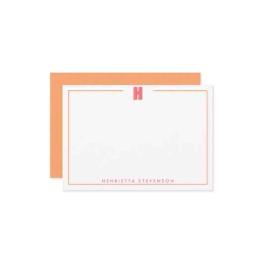 Elegant Personalized Monogram 3D Letter H Initial  ノートカード (正面/裏面インサイチュ)