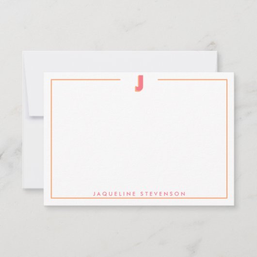 Elegant Personalized Monogram 3D Letter J Initial ノートカード (正面)