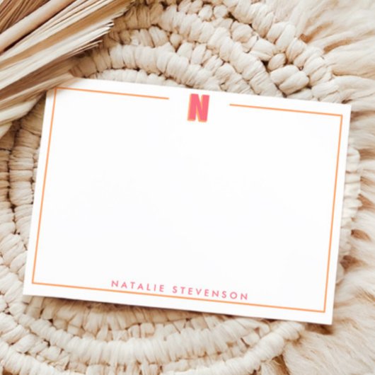 Elegant Personalized Monogram 3D Letter N Initial  ノートカード
