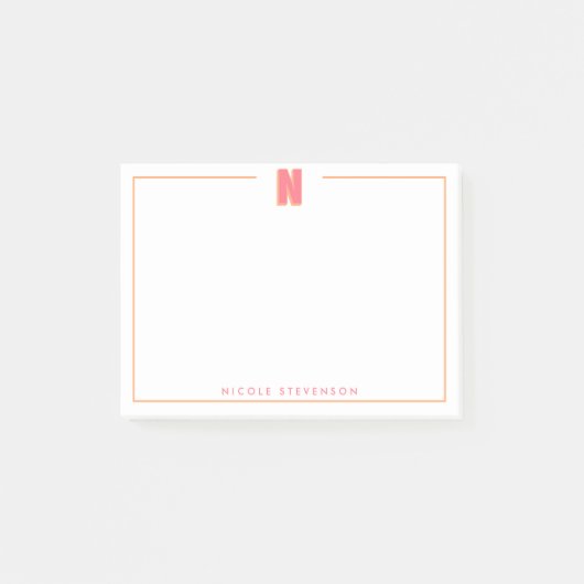 Elegant Personalized Monogram 3D Letter N Initial ポストイット (正面)