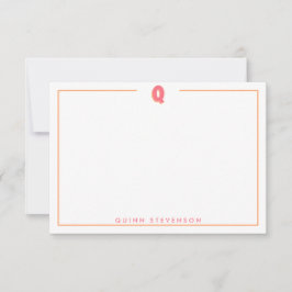 Elegant Personalized Monogram 3D Letter Q Initial  ノートカード