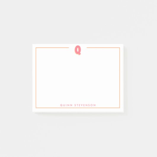 Elegant Personalized Monogram 3D Letter Q Initial ポストイット (正面)