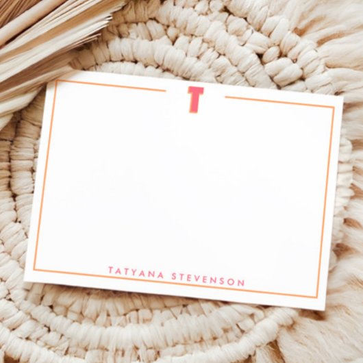 Elegant Personalized Monogram 3D Letter T Initial  ノートカード