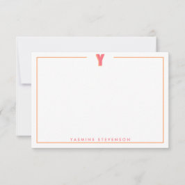 Elegant Personalized Monogram 3D Letter Y Initial  ノートカード