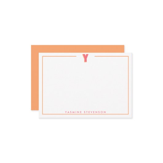 Elegant Personalized Monogram 3D Letter Y Initial  ノートカード (正面/裏面インサイチュ)