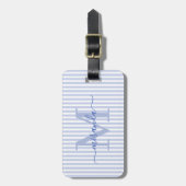 Elegant Personalized Monogram Blue Stripe ラゲッジタグ (正面縦)